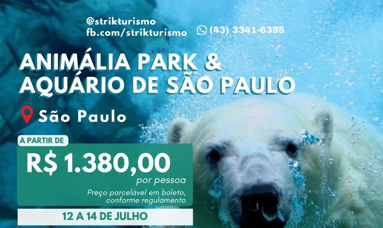 Strik Turismo abre reservas para a Animália Park e Aquário de São Paulo
