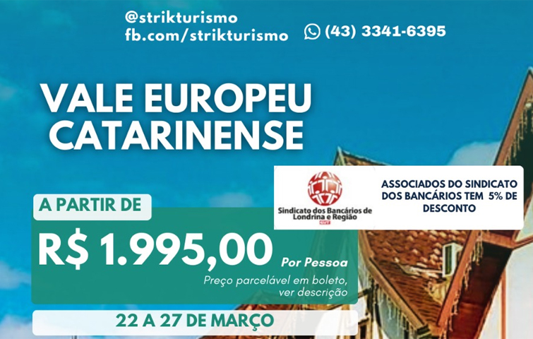 Strik Turismo tem viagem para o Vale Europeu Catarinense em março